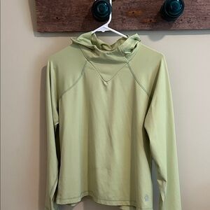 Green Hooded Long Sleeve Top